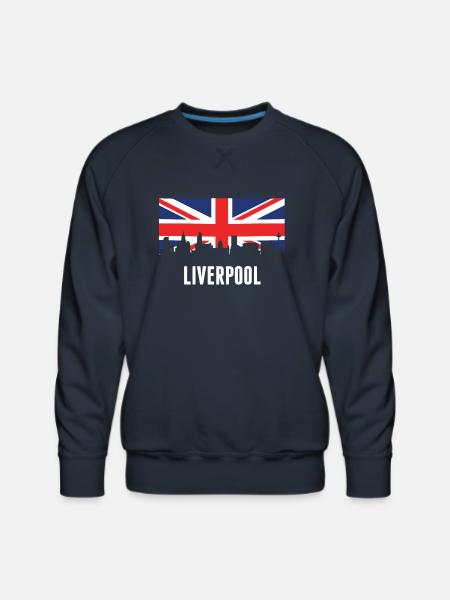 British Flag Liverpool Skyline - Men's Premium Sweatshirt - navy