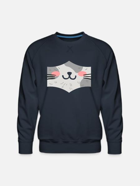 Cat Face Mask - Men's Premium Sweatshirt - navy