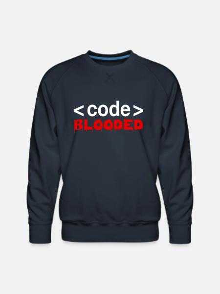 Code Blooded Funny Programming Computer - Men's Premium Sweatshirt - navy