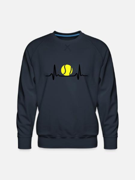 Tennis ECG, Heartbeat & Tennis Ball - Men's Premium Sweatshirt - navy