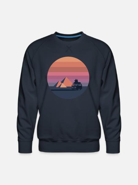 Volkswagen VW T2a Camper With Pyramids - Men's Premium Sweatshirt - navy