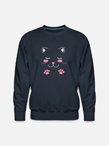 Adorable cat face - Men's Premium Sweatshirt - navy