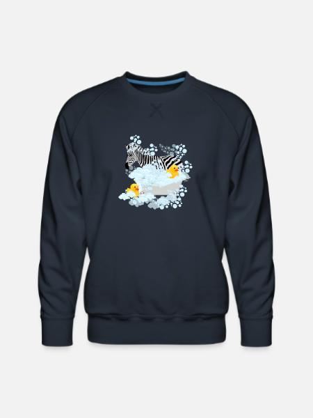 zebra, bubbles and rubber duckies - Men's Premium Sweatshirt - navy