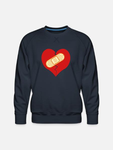 broken heart with bandaid - Men's Premium Sweatshirt - navy