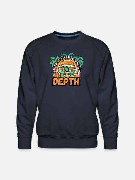 Depth Wave Seeker Skull - Men's Premium Sweatshirt - navy