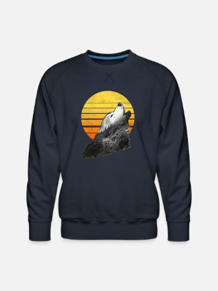 Wolf Howling At The Moon - Men's Premium Sweatshirt - navy