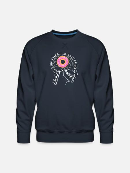 DONUT ON BRAIN X-RAY DESIGN - Men's Premium Sweatshirt - navy