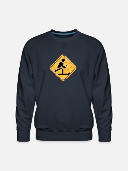 Snowboard Jump Hazard Sign - Men's Premium Sweatshirt - navy