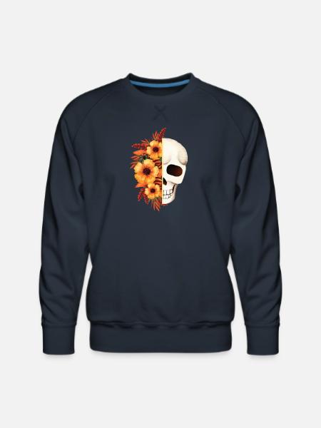 Floral Skull Split - Men's Premium Sweatshirt - navy