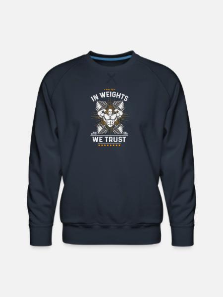 Weights We Trust Gym Emblem - Men's Premium Sweatshirt - navy