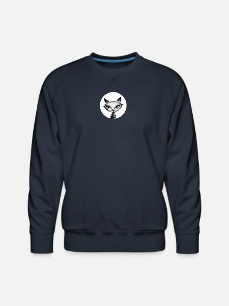 Whimsical Cat Bead Portrait - Men's Premium Sweatshirt - navy