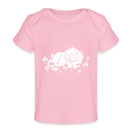 Clover King White Cute Lion Shamrock Irish - Baby Organic T-Shirt