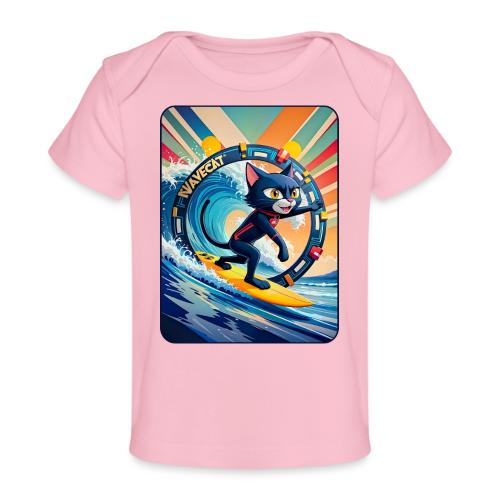 Wavecat Surfing A Rainbow Sunrise - Baby Organic T-Shirt
