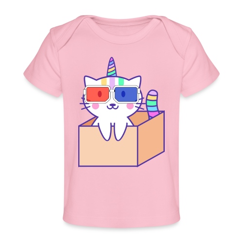 Unicorn cat with 3D glasses doing Vision Therapy! - Baby Organic T-Shirt