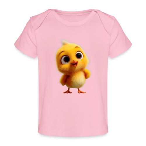 Cute Cartoon Yellow Chick with Big Sparkling Eyes - Baby Organic T-Shirt
