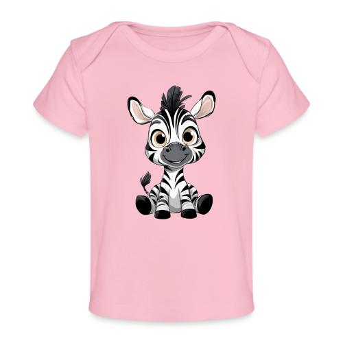 Adorable Cartoon Baby Zebra with Innocent Eyes - Baby Organic T-Shirt
