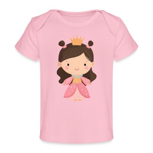 Cute Cartoon Little Princess Standing and Smiling - Baby Organic T-Shirt