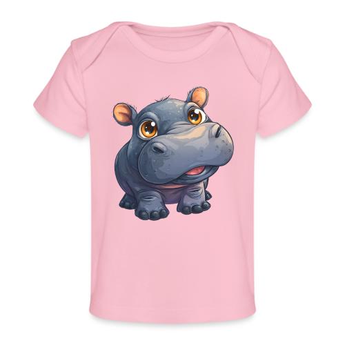 Cute Cartoon Baby Hippo with Big Innocent Eyes - Baby Organic T-Shirt