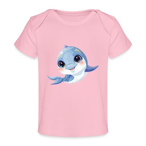 Joyful Blue-White Baby Dolphin - Baby Organic T-Shirt