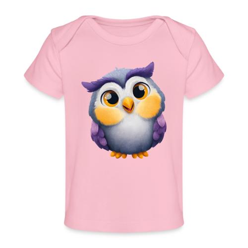 Colorful Cartoon Baby Owl with Big Sparkling Eyes - Baby Organic T-Shirt