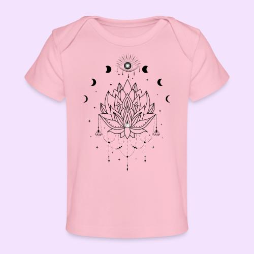 Third Eye Black Lotus Flower - Moon Cycle Design - Baby Organic T-Shirt