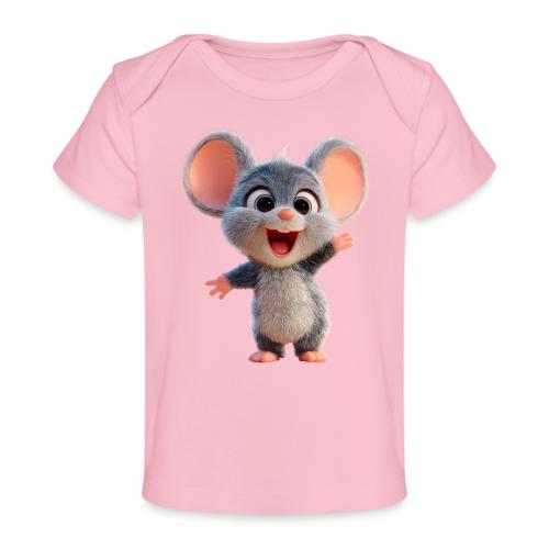 Joyful Cartoon Baby Mouse Arms Up - Baby Organic T-Shirt