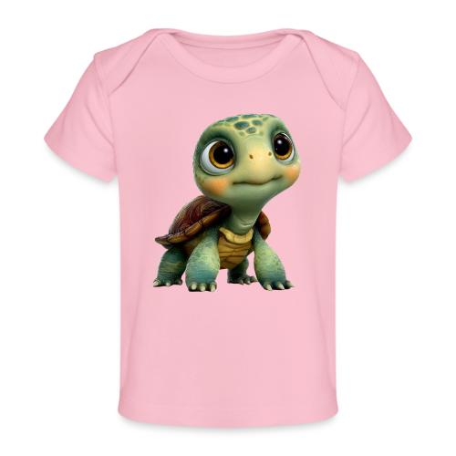 Adorable Cartoon Baby Turtle with Big Eyes - Baby Organic T-Shirt