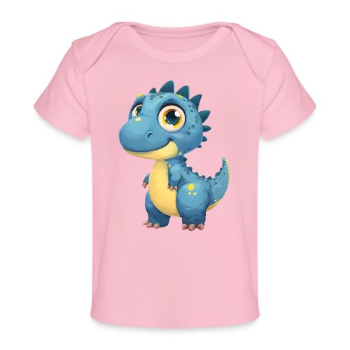 Smiling Blue and Yellow Baby Dinosaur - Baby Organic T-Shirt