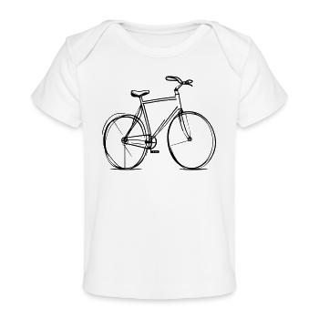 bicycle bike cycle - line drawing - cyclist biking - Baby Organic T-Shirt - white - Front