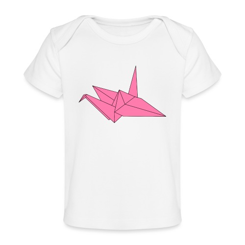 Origami Paper Crane Design - Pink - Baby Organic T-Shirt