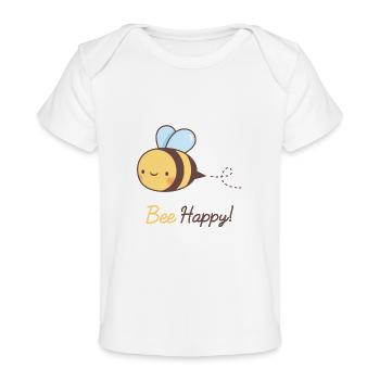 Cute Bee Happy Pun - Baby Organic T-Shirt - white - Front