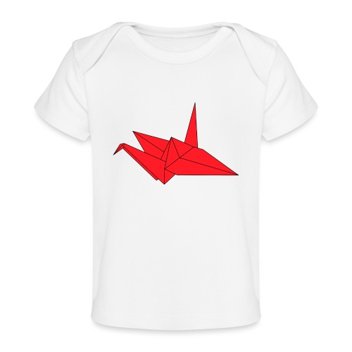 Origami Paper Crane Design - Red - Baby Organic T-Shirt