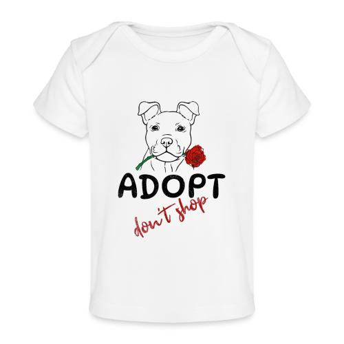 Retro Adopt Dont Shop Cute Puppy Rose Tee - Baby Organic T-Shirt