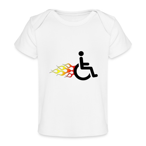 Wheelchair with flames, wheelchair humor, rollers - Baby Organic T-Shirt
