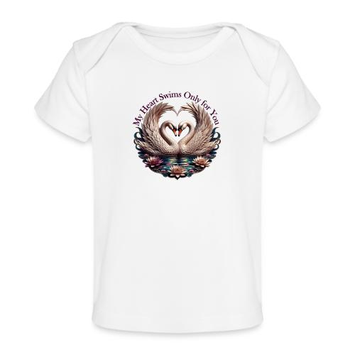 My Heart Swims Only for You Swan Heart T-Shirt - Baby Organic T-Shirt