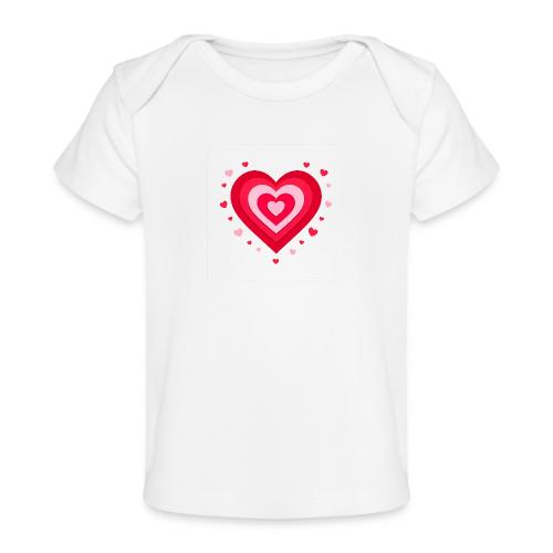 Layered Red & Pink Heart – Cute Valentine Love - Baby Organic T-Shirt