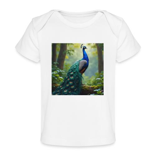 Majestic Peacock in Enchanted Forest - Baby Organic T-Shirt