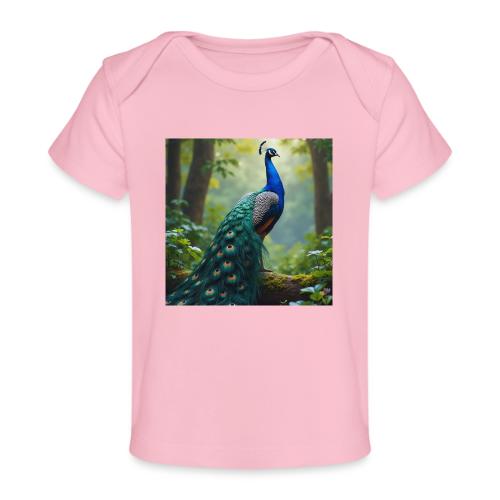 Majestic Peacock in Enchanted Forest - Baby Organic T-Shirt