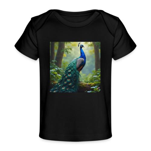 Majestic Peacock in Enchanted Forest - Baby Organic T-Shirt