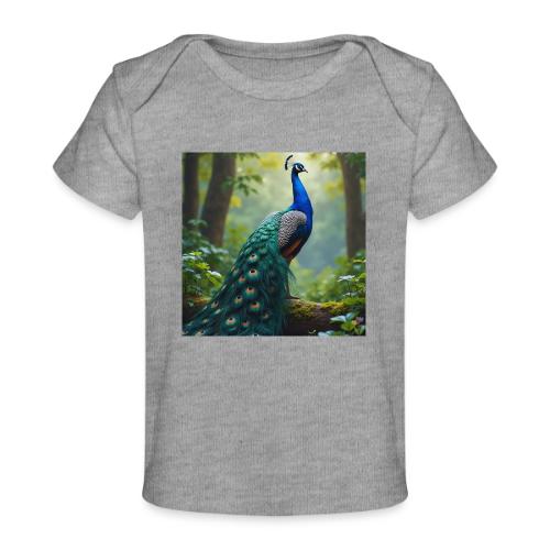 Majestic Peacock in Enchanted Forest - Baby Organic T-Shirt