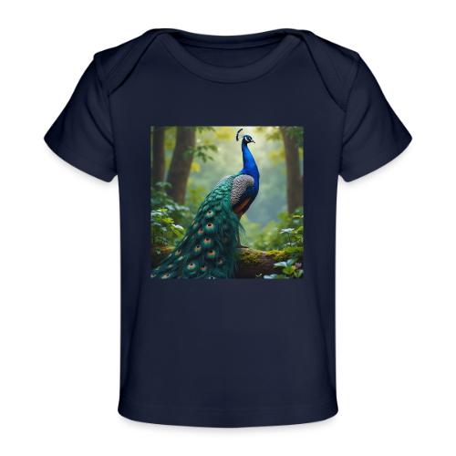 Majestic Peacock in Enchanted Forest - Baby Organic T-Shirt