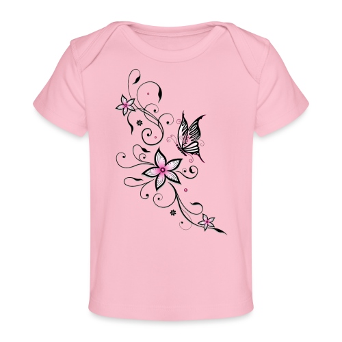 Filigree ornament with butterfly and flowers. - Baby Organic T-Shirt