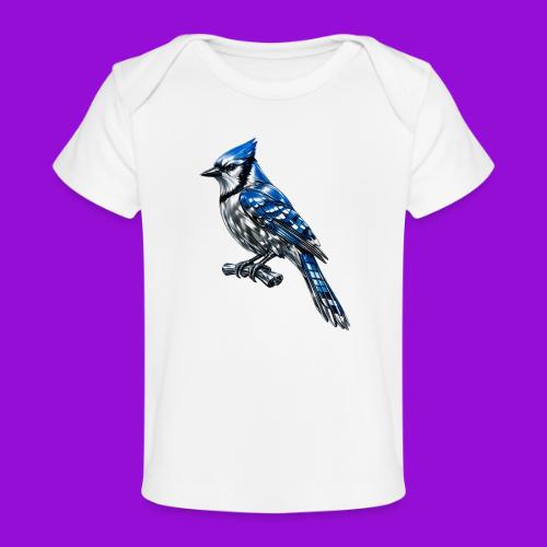 Silver Blue Jay on Perch - Baby Organic T-Shirt