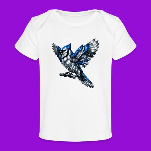 Silver Blue Jay Open Wing Perch - Baby Organic T-Shirt