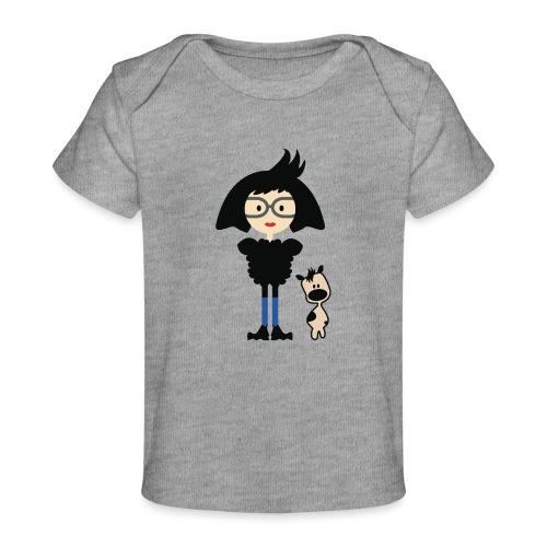 Stylish Girl w/ Odd Fashion in Boots + Cute Dog - Baby Organic T-Shirt