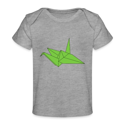 Origami Paper Crane Design - Green - Baby Organic T-Shirt