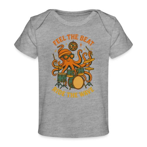 Feel the Beat Octopus Drummer Retro 70s t-shirt - Baby Organic T-Shirt