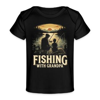 Fishing With Grandpa Shirt Vintage Lake Sunset Doc - Baby Organic T-Shirt - black - Front