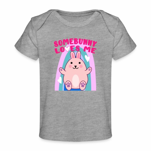 Easter Bunny Rabbit Rainbow Hearts Kawaii Anime LG - Baby Organic T-Shirt