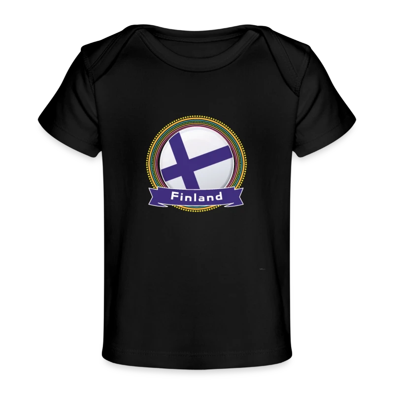 Finland Happy Holi Color Framed Finland Flag Banne - Baby Organic T-Shirt
